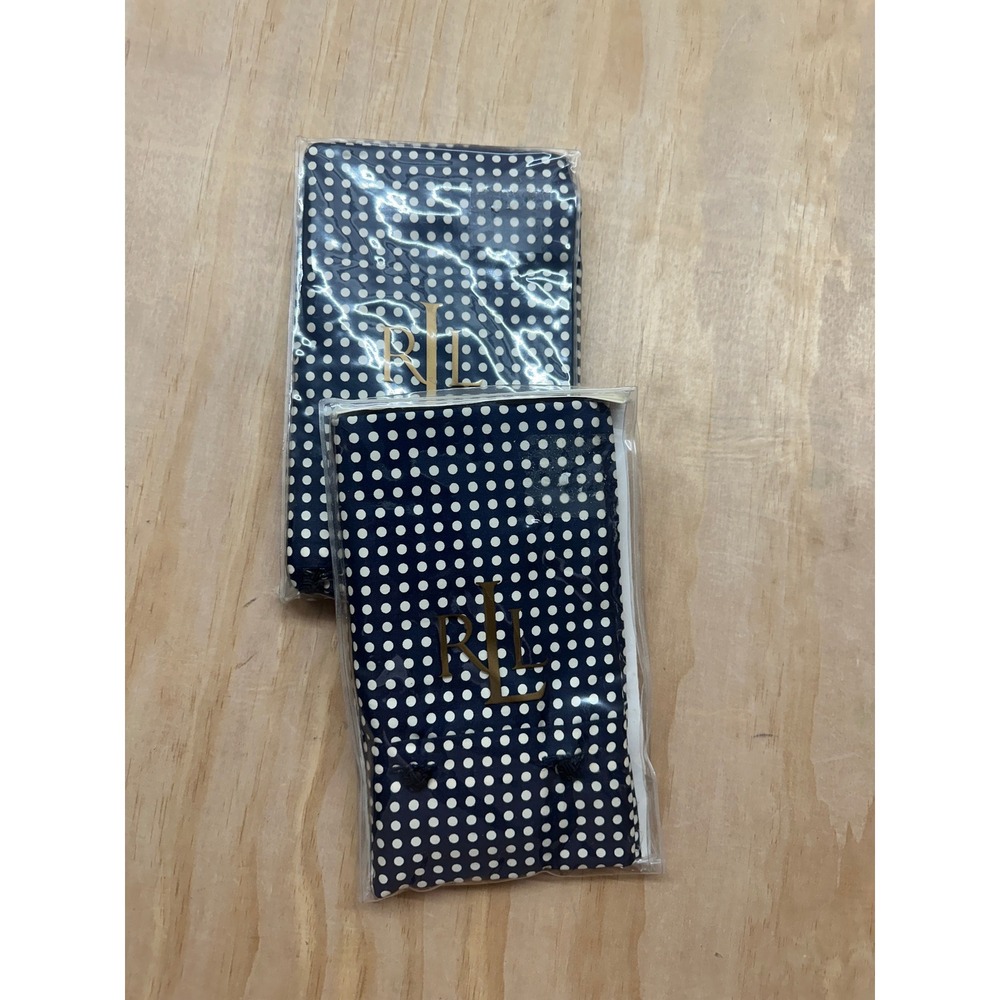 Lauren Ralph Lauren Barrymore King Sham Set 2 Navy Cream Polka Dot 100% Cotton